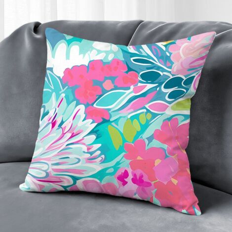 Housse de coussin extérieur floral, décoration chaise banc maison,45×45cm (1/5)