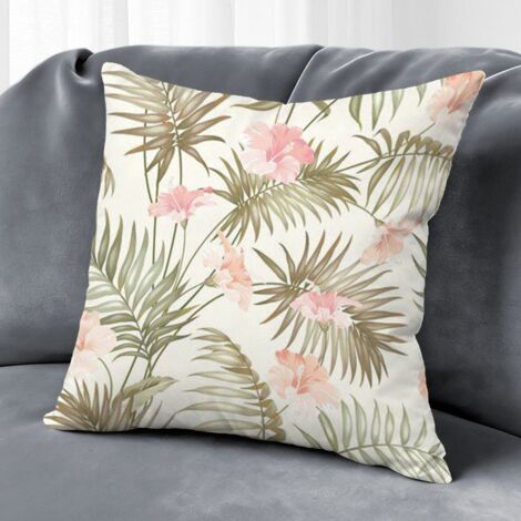 Housse de coussin fleurs papillons coton, décoration intérieur extérieur,45×45cm