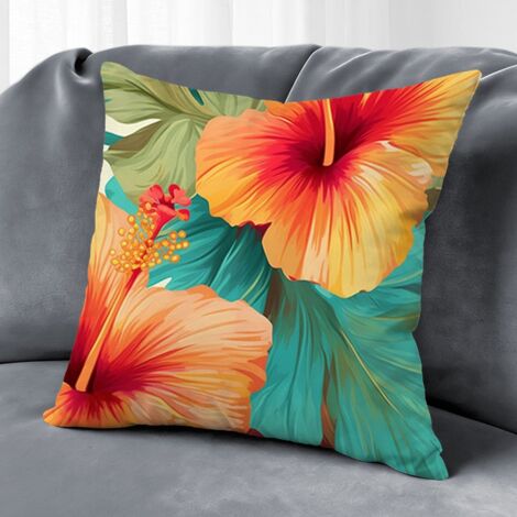 Housse de coussin fleurs jardin, décoration terrasse canapé extérieur,45×45cm (1/5)