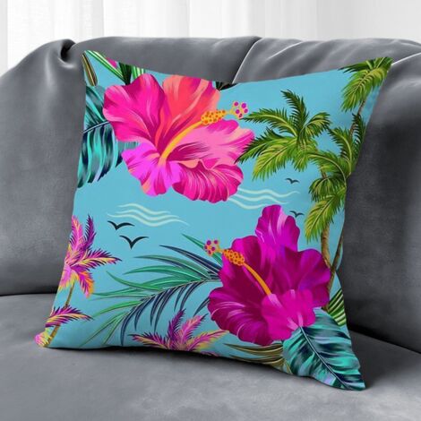 Housse de coussin floral jardin, décoration terrasse extérieur,50×50cm