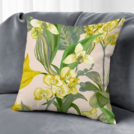 Housse de coussin floral papillons, décoration canapé style ferme,50×50cm (1/5)