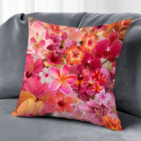 Housse de coussin extérieur floral, style ferme pour jardin ,50×50cm (1/5)
