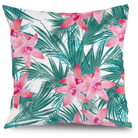 Housse de coussin fleurs printemps été, décoration jardin chaise banc,45×45cm (1/5)