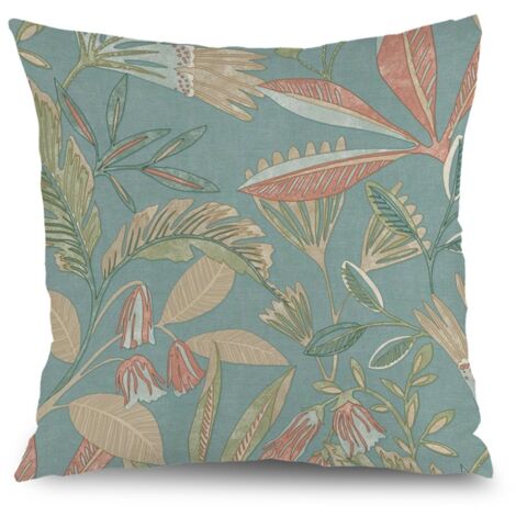 Housse de coussin patio floral, décoration chaise banc extérieur,50×50cm (1/5)