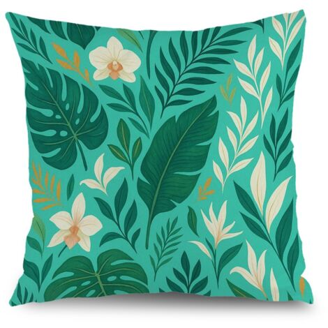 Housse de coussin floral extérieur, décoration chaise banc jardin,50×50cm (1/5)