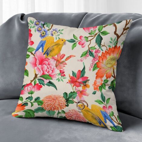 Housse de coussin fleurs jardin, style ferme pour canapé-lit,50×50cm (1/5)