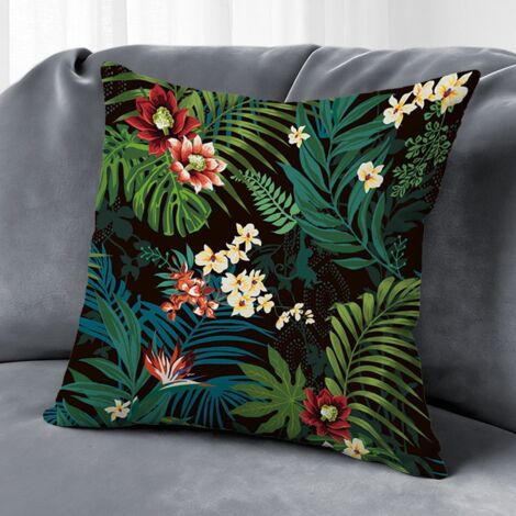 Housse de coussin floral coton papillon, décoration salon élégant,50×50cm (1/5)