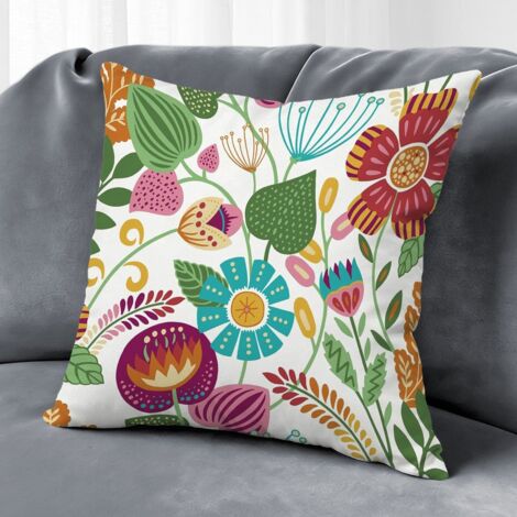 Housse de coussin floral coton papillon, décoration salon rustique,50×50cm (1/5)