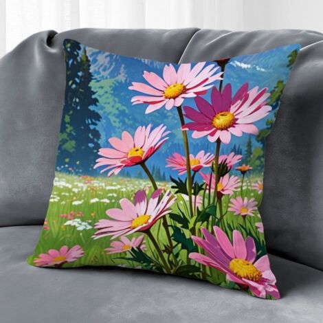 Housse de coussin plantes fleurs papillon, décoration salon maison,45×45cm (1/5)
