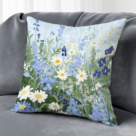 Housse de coussin feuilles vertes papillon, décoration salon maison,45×45cm (1/5)