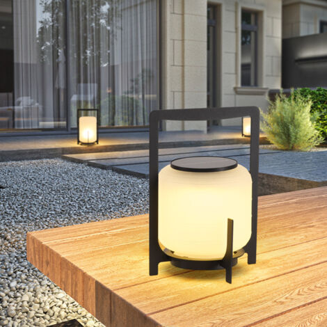 Lampadaire solaire d'extérieur moderne, éclairage blanc acrylique noir et métal, lampadaire pour salle à manger de jardin (1/5)