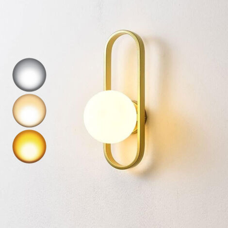 Applique murale moderne avec abat-jour blanc, ampoule 3 couleurs, éclairage en fer pour chambre, salon, couloir (1/5)