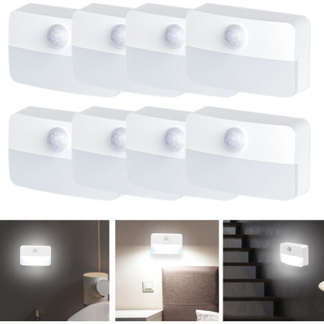 8 lampes de nuit avec détecteur de mouvement, blanc chaud, éclairage de placard à piles, éclairage de couloir (1/5)