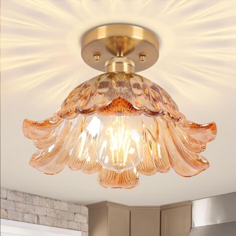 Luminaire Plafond Semi-Encastré Moderne, Design Rétro et Bohème - Pour Couloir, Dressing - E27 (Ampoule Non Fournie) - Dimensions 20x15cm (1/5)