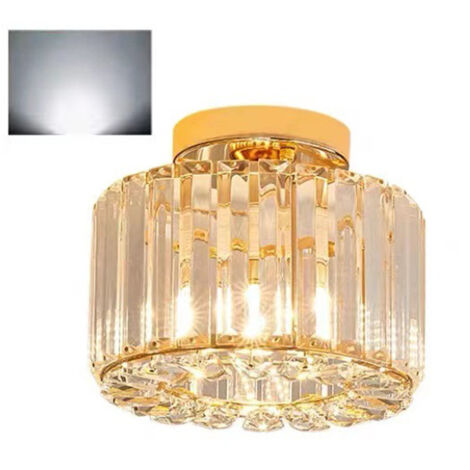 Lustre en cristal doré à lumière blanche 110-240 V – Plafonniers modernes semi-encastrés pour couloir, cuisine (1/4)