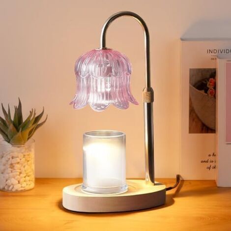 Lampe d'aromathérapie de style français, lampe à cire fondante à intensité variable, lampe de table parfumée (rose, sans parfum) (1/5)