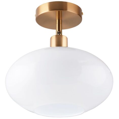 Plafonnier semi-encastré moderne, douille E27, avec abat-jour en verre blanc laiteux, pour salle à manger, chambre, cafés (ampoule non incluse) (1/5)
