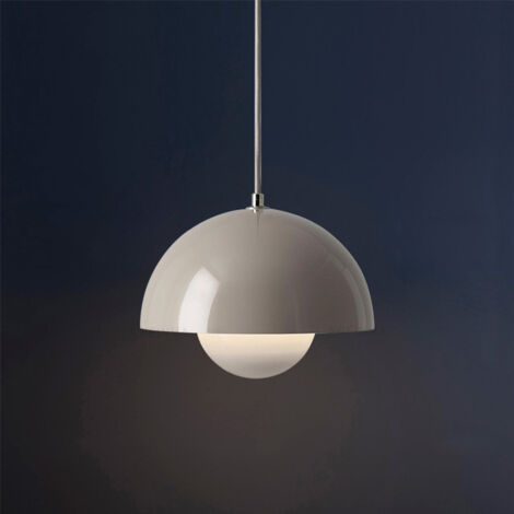 Lustre danois moderne, ampoule E27, pour salle à manger, hauteur réglable, avec ampoule, idéal pour le salon et la chambre, lumière chaude 3000 K,gris (1/5)