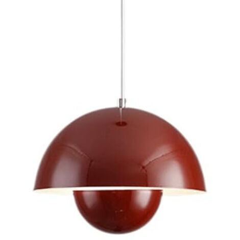 Lustre LED champignon, ampoule moderne E27, hauteur réglable réglable, avec ampoule, pour chambre, salon, salle à manger, lumière blanc 6500 K, rouge