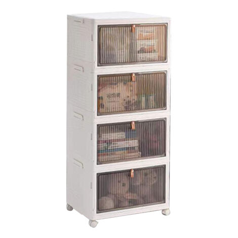LEDANDER Boîte de rangement à quatre niveaux avec couvercle, roulettes et compartiments. Boîte de rangement empilable, idéale pour ranger 392883.5cm (1/5)