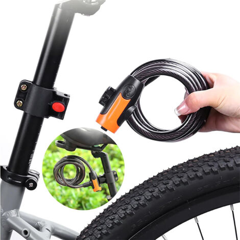 LEDANDER Antivol à câble robuste pour vélo avec 2 clés, antivol haute sécurité avec support de fixation, câble en acier résistant à la coupure pour vélo et trottinette. (1/5)