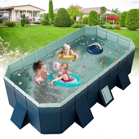 LEDANDER Piscine familiale pour seniors de 2M, grande piscine hors sol rectangulaire non gonflable, grande piscine de jeu aquatique épaisse et robuste