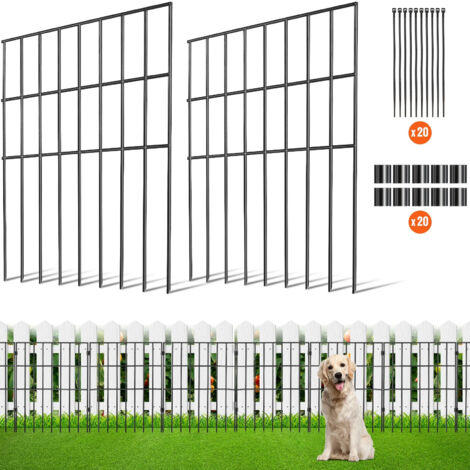 LEDANDER Clôture de Jardin 28 Pièces, Haute Clôture pour Chien, Barrière Anti-Rouille, Clôture Décorative Extérieure pour Cour, Terrasse, Parterre de Fleurs, Barrière pour Animaux