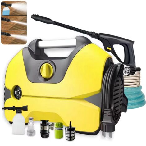 Nettoyeur haute pression électrique, 140 bars, 300 l/h, pompe à eau portable pour voiture, plusieurs modes de débit, jaune (1/5)