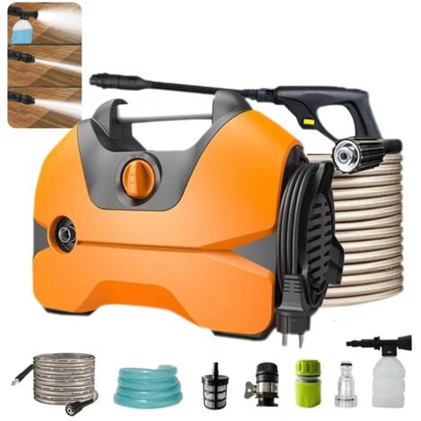 Nettoyeur haute pression électrique, 140 bars, 300 l/h, outil d'irrigation de jardin, plusieurs modes de pulvérisation d'eau, orange. (1/5)
