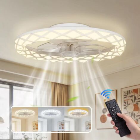 Ventilateur de plafond moderne à LED,ventilateur intelligent,2000-6000K,6 réglages de vitesse de vent,avec télécommande et rétroéclairage ambré,50 cm. (1/5)