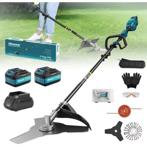 Tondeuse à gazon à batterie,coupe-bordures,outil de jardinage multifonctionnel, équipé d'un moteur sans balais,de 2 batteries et de 3 types de lames. (1/5)