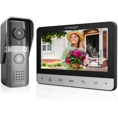 Sonnette vidéo à quatre lignes, interphone filaire, écran couleur 7 pouces, caméra grand angle 120°, compatible avec le déverrouillage à distance.