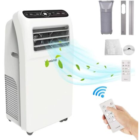 Climatiseur portable 12 000 BTU, 3,5 kW, silencieux, 3 en 1 (refroidissement, déshumidification et ventilation), avec tuyau d'évacuation.