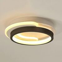 AUTRUCKER Plafonnier LED moderne, plafonnier rond encastré, plafonnier en acrylique, rond, noir, trois couleurs réglables.