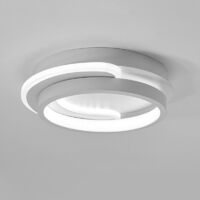 AUTRUCKER Plafonnier rond moderne, plafonnier encastré en métal, plafonnier LED rond, rond, blanc, trois couleurs réglables.