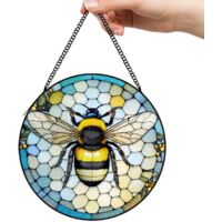16 cm Attrape-soleil en verre coloré fleurs, panneau suspendu pour fenêtre, idée cadeau pour homme femme