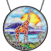 9 cm Attrape-soleil suspendu oiseau et fleurs en vitrail, décoration fenêtre jardin, cadeau Noël femme
