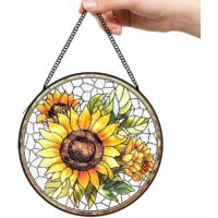 16 cm Attrape-soleil vitrail fleurs sauvages abeille papillon, décoration intérieure maison, cadeau femme
