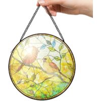 30 cmAttrape-soleil décoratif fleurs oiseaux papillons en verre coloré, cadeau pour femme