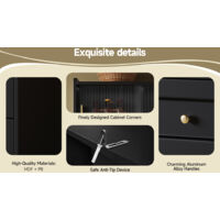 Armoire de cuisine, haute armoire, armoire vitrine, armoire buffet avec des étagères réglables. Armoire de salon, meuble de style moderne avec lumière LED. Couleur noire.