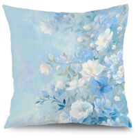 Housse de coussin floral coton fleurs, décoration canapé-lit,45×45cm