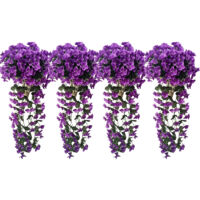 Lot de 8 plantes grimpantes artificielles à suspendre au mur, hortensia artificiel, violet