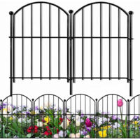 LEDANDER Lot de 10 panneaux de clôture de jardin décorative en métal (sans creuser) — 33 x 43 cm — Bordure grillagée cintrée pour cour, enclos pour chiens et aménagement paysager extérieur