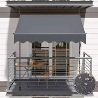 Store banne rétractable d'extérieur,protection UV50+, à manivelle, hauteur réglable, idéal pour jardins, balcons, terrasses et vérandas, 200 x 120 cm