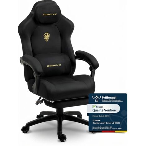 Chaise Gaming Ergonomique avec Coussin Lombaire Massant Réglable, Fauteuil Gamer en Velours, Assise Épaissie, Repose-Pieds Rétractable, Accoudoirs Réglables, Dossier Inclinable 160°, Noir