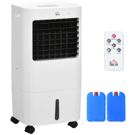 Climatiseur Mobile 3 En 1 Rafraichisseur D’Air Humidificateur 15 L 65 W Oscillation 60° Minuterie 8 H Telecommande Blanc