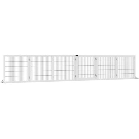 Barrière de Sécurité pour Chien – Barrière Pliable pour Chien – Grille de Protection en Bois 432 x 70 cm – 6 Panneaux – Blanc (1/3)