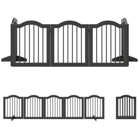 Barrière de Sécurité pour Chien – Grille de Protection Pliable sur Pieds – Enclos Intérieur 5 Panneaux – 261,5 x 29,5 x 61 cm – Noir (1/2)