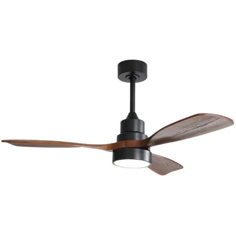 Ventilateur de Plafond 122 cm - Pales en Bois Massif Noyer - Ventilateur Réversible avec LED 18W et Télécommande - Moteur DC Silencieux