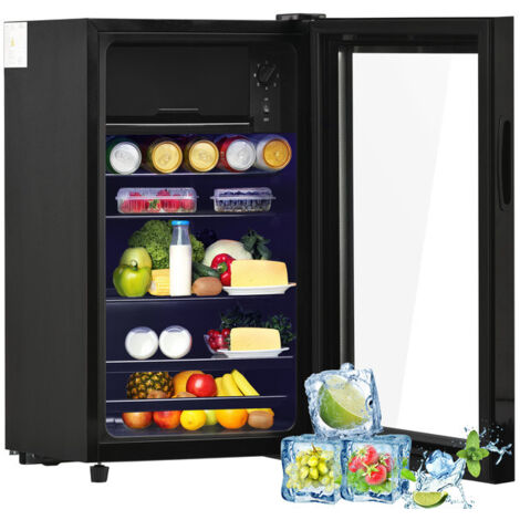 Mini Frigo Bar 76L – Petit Réfrigérateur avec Congélateur 6L – Frigo à Boisson Pose Libre – 51 Canettes – LED et Étagères Réglables – Silencieux 43dB